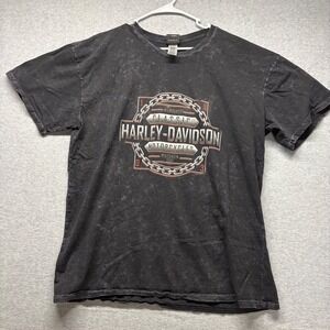Harley-Davidson Rochester Minnesota T-Shirt Mens 2XL Black Acid Wash Graphic Tee